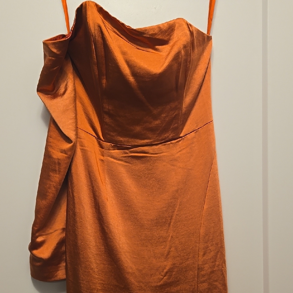 Elegant Orange Strapless Dress